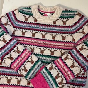 Mini Boden Multicolor Festive Sweater 8-9Y Fair Isle Reindeer